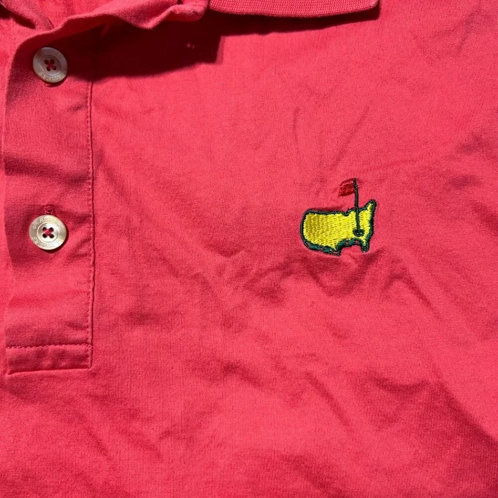 Masters Golf Polo Shirt Red Embroidered Logo Mens Size L Short Sleeve